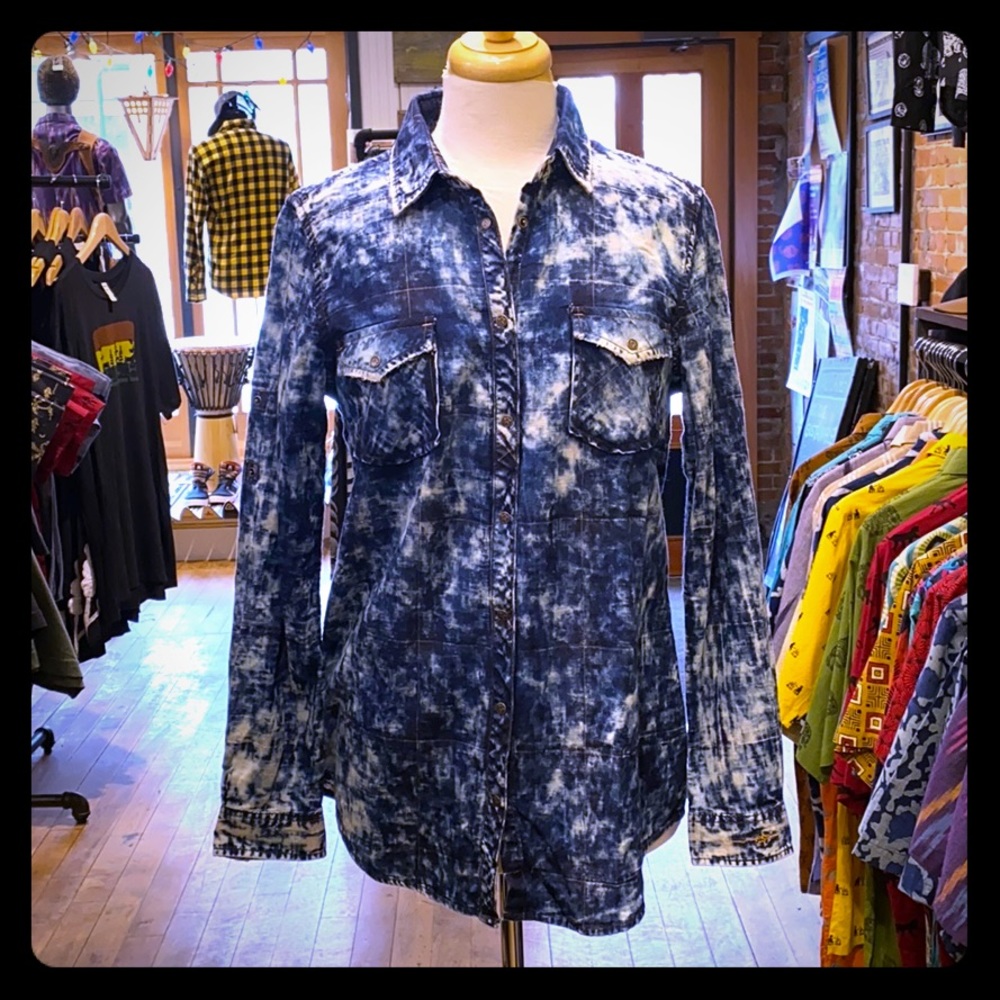 Ryan Michael W’s Indigo Plaid Western Shirt